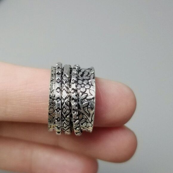Vintage Wide Spinner Ring, Silver Tone Stacking Band, size 6.5 Fidget - Picture 9 of 9